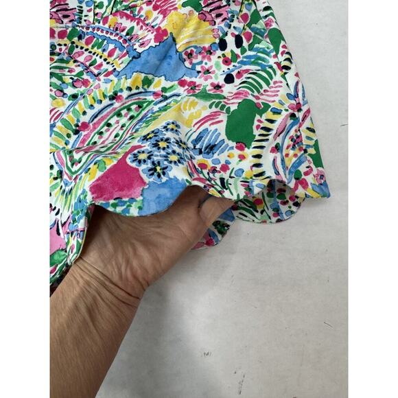 Cottagecore Crown & Ivy Floral Print Shorts Scalloped Hem Colorful Size 8 Shelby - Picture 2 of 8